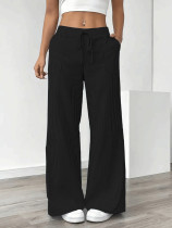 Solid Color Stripe Loose Wide Leg Pants GCNF-5798