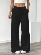Solid Color Stripe Loose Wide Leg Pants GCNF-5798