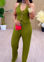 Casual Single-breasted Sleeveless Two-piece Suit OMY-11077