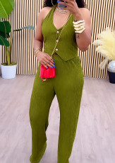 Casual Single-breasted Sleeveless Two-piece Suit OMY-11077
