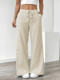 Solid Color Stripe Loose Wide Leg Pants GCNF-5798