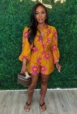 Casual Print Short Sleeve Two Piece Short Set GDIM-2521