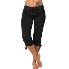 Bow Solid Color Casual Pants GCNF-5791
