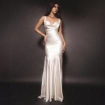 Sexy Sleeveless Solid Color Fishtail Dress  GWSD-D1993462