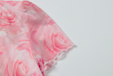 Print V Neck Tie Up Casual Tops GWSD-T1994493