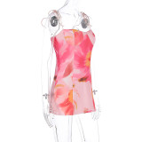 Print Backless Tie Up Mini Dress GWSD-D1994449