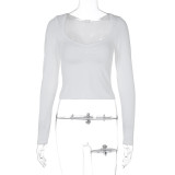Solid Color Long Sleeve T Shirt GWSD-T1992792