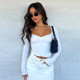Solid Color Long Sleeve T Shirt GWSD-T1992792