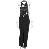 Solid Color Sleeveless Backless Maxi Dress GWSD-D1994452
