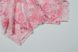 Print V Neck Tie Up Casual Tops GWSD-T1994493
