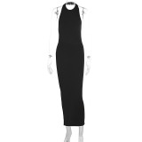 Solid Color Sleeveless Backless Maxi Dress GWSD-D1994452