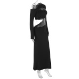 Hollow Out Slash Shoulder Maxi Dress GWSD-D1994401