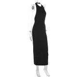 Solid Color Sleeveless Backless Maxi Dress GWSD-D1994452