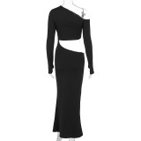 Hollow Out Slash Shoulder Maxi Dress GWSD-D1994401
