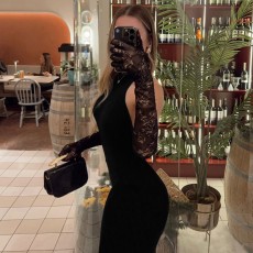 Solid Color Sleeveless Backless Maxi Dress GWSD-D1994452
