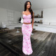 Sexy Print Sling Top And Long Skirt 2 Piece Set GWSD-S1994465