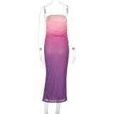 Wrap Slim Gradient Color Long Dress GWSD-D1993617