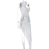 Sleeveless Hollow Out Split Irregular Midi Dress GWSD-D1992954