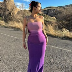 Wrap Slim Gradient Color Long Dress GWSD-D1993617