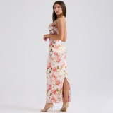 Print Sling Slim Split Maxi Dress GWSD-D1993529