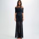 Off Shoulder Pleated Mesh Patchwork Dress 2 Piece Set GWSD-D1993943