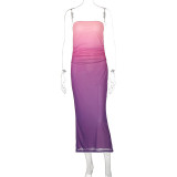 Wrap Slim Gradient Color Long Dress GWSD-D1993617