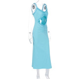 Sleeveless Hollow Out Solid Color Maxi Dress GWSD-D1993475