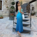 Wrap Slim Gradient Color Long Dress GWSD-D1993617