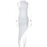 Sleeveless Hollow Out Split Irregular Midi Dress GWSD-D1992954
