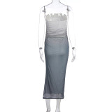 Wrap Slim Gradient Color Long Dress GWSD-D1993617