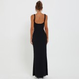 Sleeveless Hollow Out Solid Color Maxi Dress GWSD-D1993475