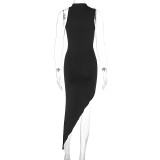 Sleeveless Hollow Out Split Irregular Midi Dress GWSD-D1992954