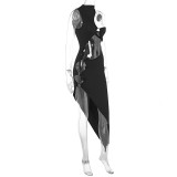 Sleeveless Hollow Out Split Irregular Midi Dress GWSD-D1992954