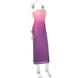 Wrap Slim Gradient Color Long Dress GWSD-D1993617