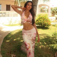 Sexy Print Tie Up Halterneck Top Two Piece Skirt Set GWSD-S1993473