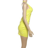 Solid Color Sleeveless Zipper Mini Dress DLSF-K25D70152