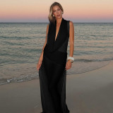 Solid Color Mesh See Through Maxi Dress XEF-K25D71270
