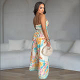 Sexy Print Backless Wide Leg Jumpsuit BY-7312