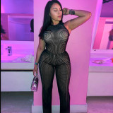 Print O Neck Sleeveless Two Piece Pants Set GSZM-C25ST047