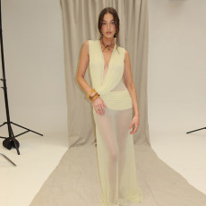 Solid Color Mesh See Through Maxi Dress XEF-K25D71270