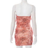 Sexy Ruffles Mesh Tube Top Dress GDSF-J25DS062