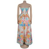 Sexy Print Backless Wide Leg Jumpsuit BY-7312