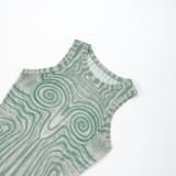 Print O Neck Sleeveless Two Piece Pants Set GSZM-C25ST047