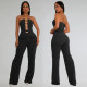 Sexy Wrap Chest Top And Staight Pants 2 Piece Set  BY-7367