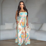 Sexy Print Backless Wide Leg Jumpsuit BY-7312