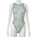 Print O Neck Sleeveless Two Piece Pants Set GSZM-C25ST047