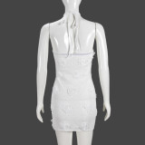 Solid Color Halterneck Backless Mini Dress GNZD-32293DBY