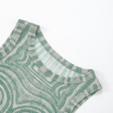 Print O Neck Sleeveless Two Piece Pants Set GSZM-C25ST047