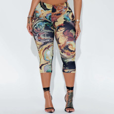 Sexy Print Tight High Waist Seventh Pants GDSF-JJ25PT079