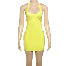 Solid Color Sleeveless Zipper Mini Dress DLSF-K25D70152